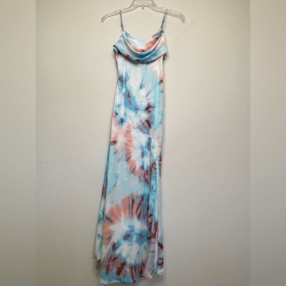 M1 Saints + Secrets Blue Chiffon Dress XS Spaghetti Strap Vacation Beach Party
